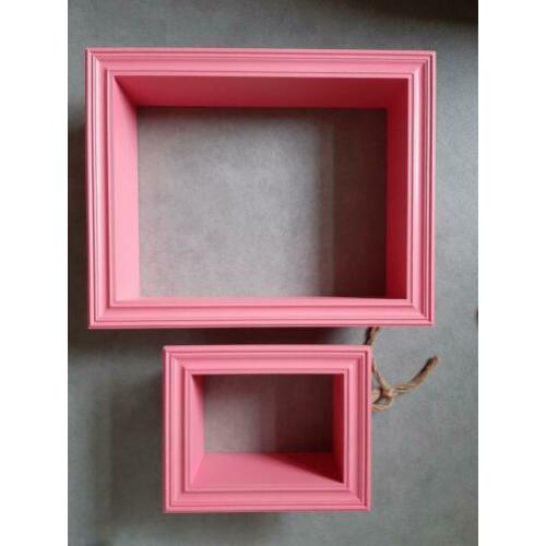 Lief lifestyle 2x roze fotokubus / wandkastje / wandplank.
