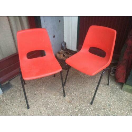 Vintage Marko design Jac Vogels 2 rode stoelen retro