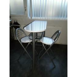 Frifa Bartafel Bar Tafel keuken, 5 planken en 2 stoelen wit