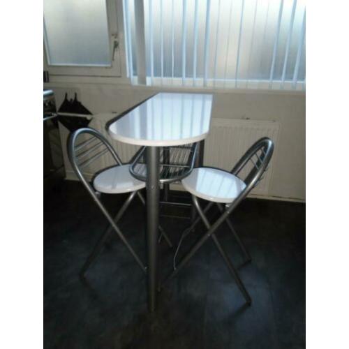 Frifa Bartafel Bar Tafel keuken, 5 planken en 2 stoelen wit