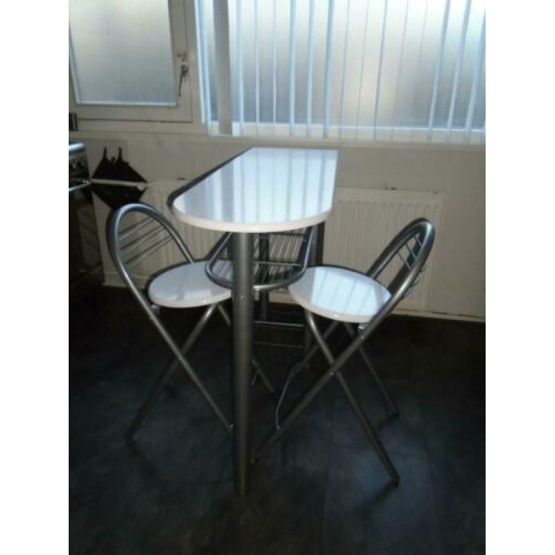Frifa Bartafel Bar Tafel keuken, 5 planken en 2 stoelen wit