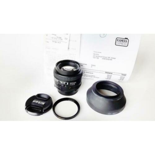 nikon AF-50 mm 1.4D.+ UV filter+zonnekap. Nooit gebruikt.