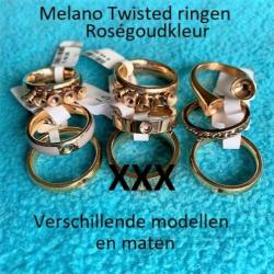 Melano Twisted Ringen+ Armband+Zettingen in Zilver- Rosé-Gee