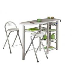 Frifa Bartafel Bar Tafel keuken, 5 planken en 2 stoelen wit