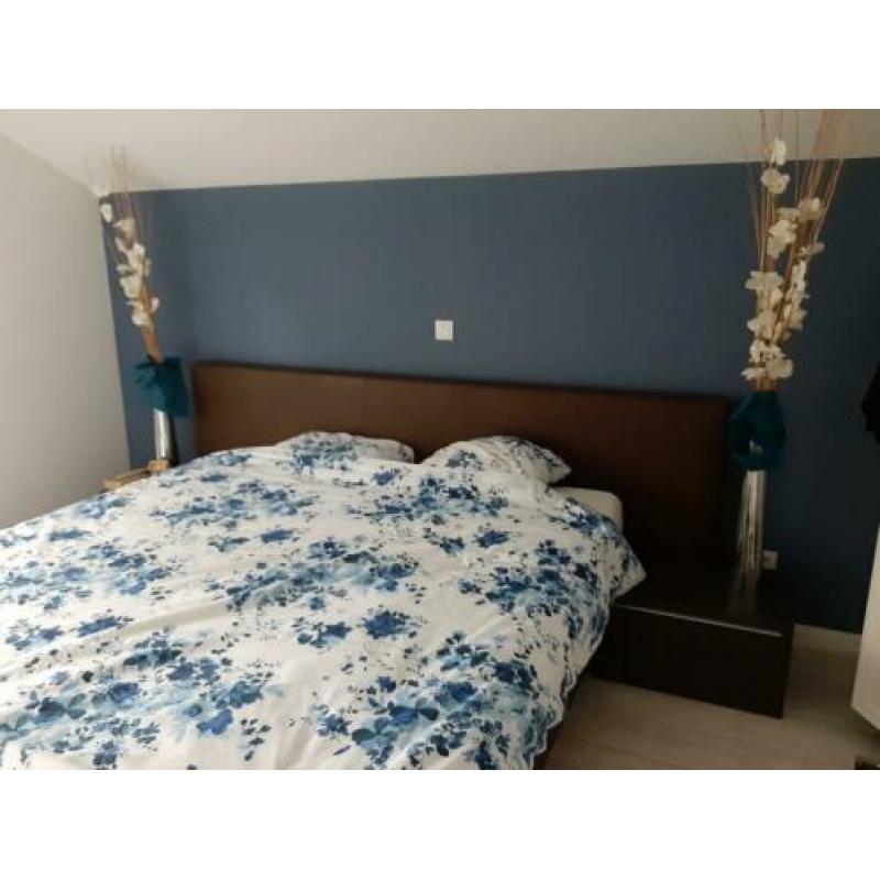 Boxspring bed 180x220, bruin sky leder