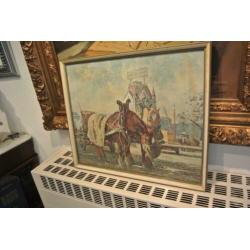 Gravure H.P.Groen 1886-1964 Vier Paarden//Witte Huis/Kade