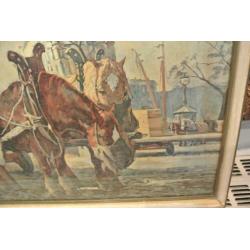 Gravure H.P.Groen 1886-1964 Vier Paarden//Witte Huis/Kade