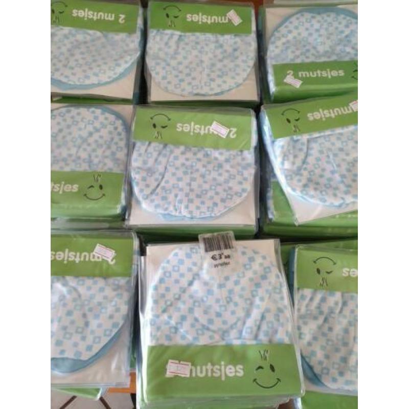 Pakket nieuwe blauwe baby mutsen