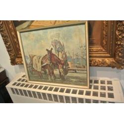Gravure H.P.Groen 1886-1964 Vier Paarden//Witte Huis/Kade