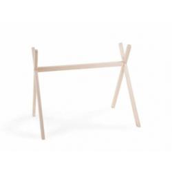 Houten babygym standaard gehaakt speelgoed roest oker grijs