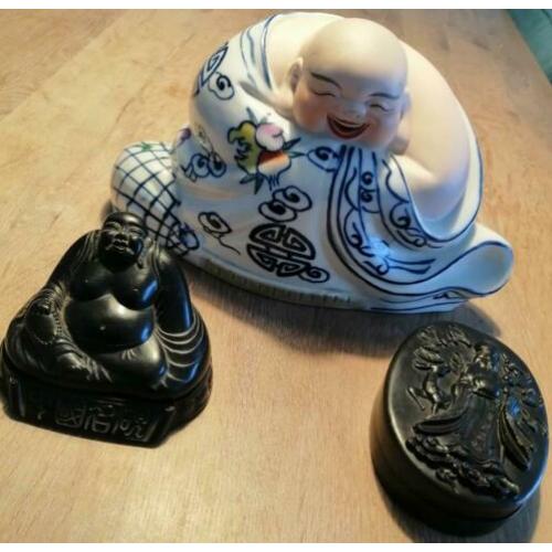 Antiek geen repro!! Stenen porseleinen Chinese wijze buddha
