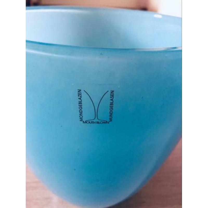 Bloempot Vaas Glas Mondgeblazen Licht Blauw