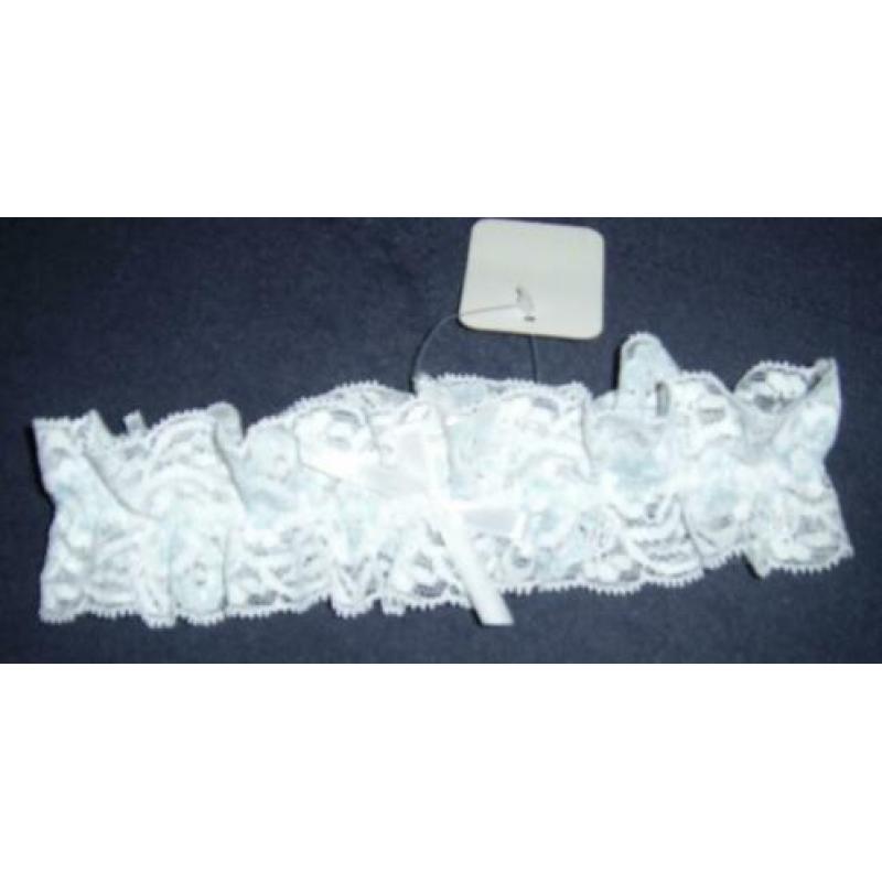 Nieuwe kousenband Something Blue ~ met wit ~ kant! Kouseband