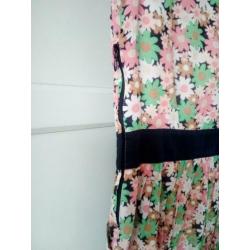 Vintage, jurk, bloemen, retro, getailleerd, rits, maat S