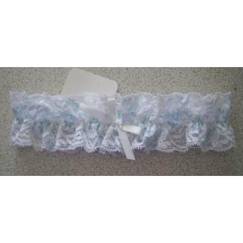 Nieuwe kousenband Something Blue ~ met wit ~ kant! Kouseband