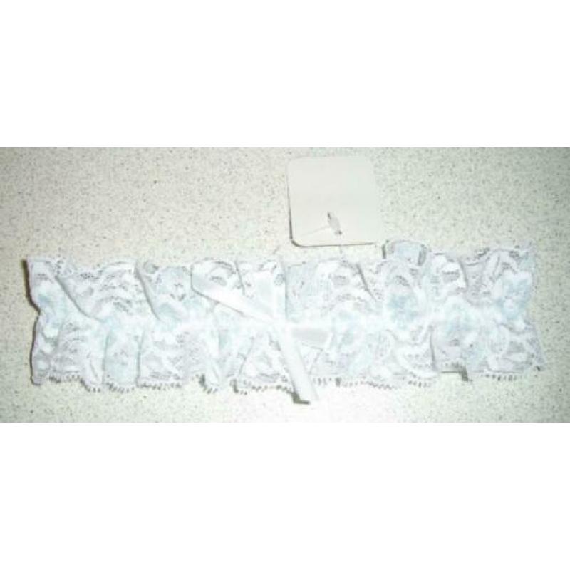 Nieuwe kousenband Something Blue ~ met wit ~ kant! Kouseband