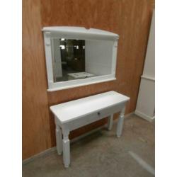 Prachtige witte mexicaans grenen side tafel met spiegel