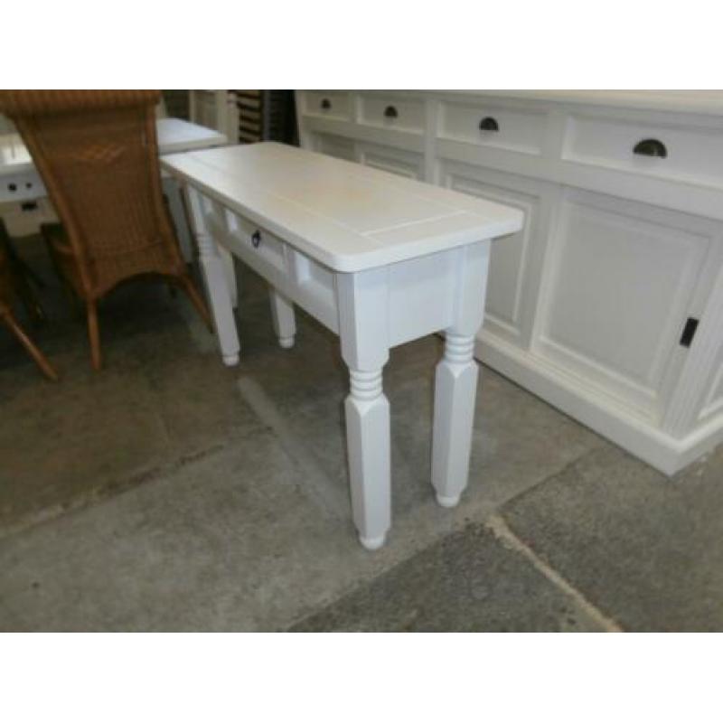 Prachtige witte mexicaans grenen side tafel met spiegel