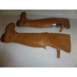 Dolce and Gabanna overknee laarzen leer cognac bruin