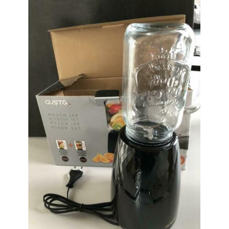 Gusta Mason Jar Blender Set zwart