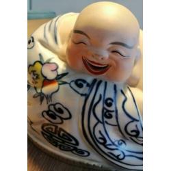 Antiek geen repro!! Stenen porseleinen Chinese wijze buddha
