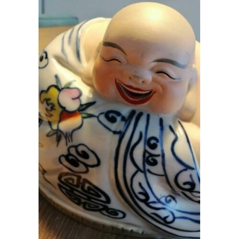 Antiek geen repro!! Stenen porseleinen Chinese wijze buddha