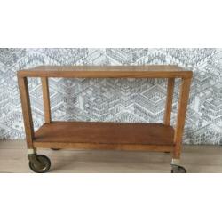 Vintage tafeltje met wielen, bijzettafel, side tabel