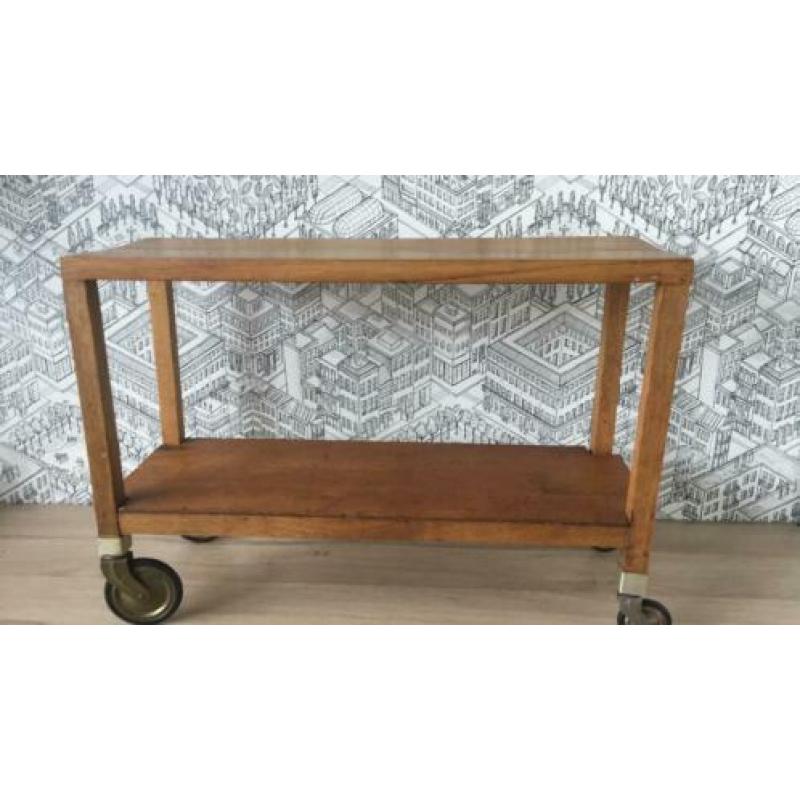 Vintage tafeltje met wielen, bijzettafel, side tabel