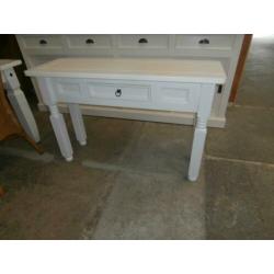Prachtige witte mexicaans grenen side tafel met spiegel