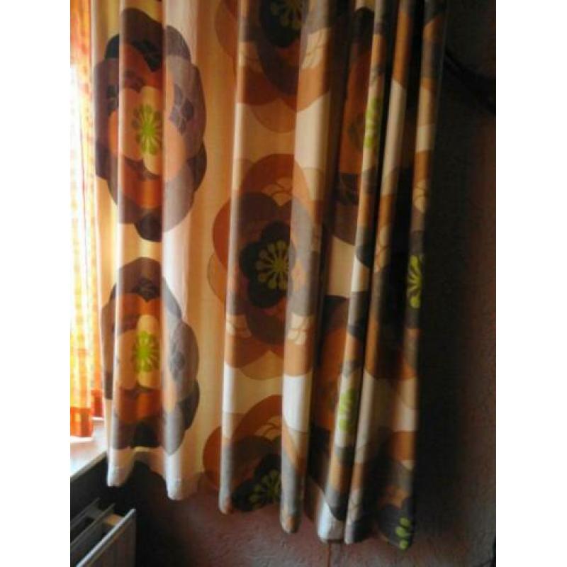 Vintage gordijnen 2 stuks overgordijnen origineel 70ties