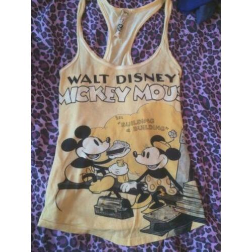 Meiden dames top tshirt geel disney Mickey Minnie mouse S