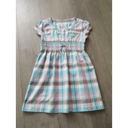 H&M blauw roze geruit jurkje maat 140 (PB259)