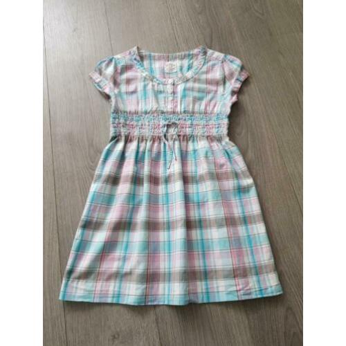 H&M blauw roze geruit jurkje maat 140 (PB259)