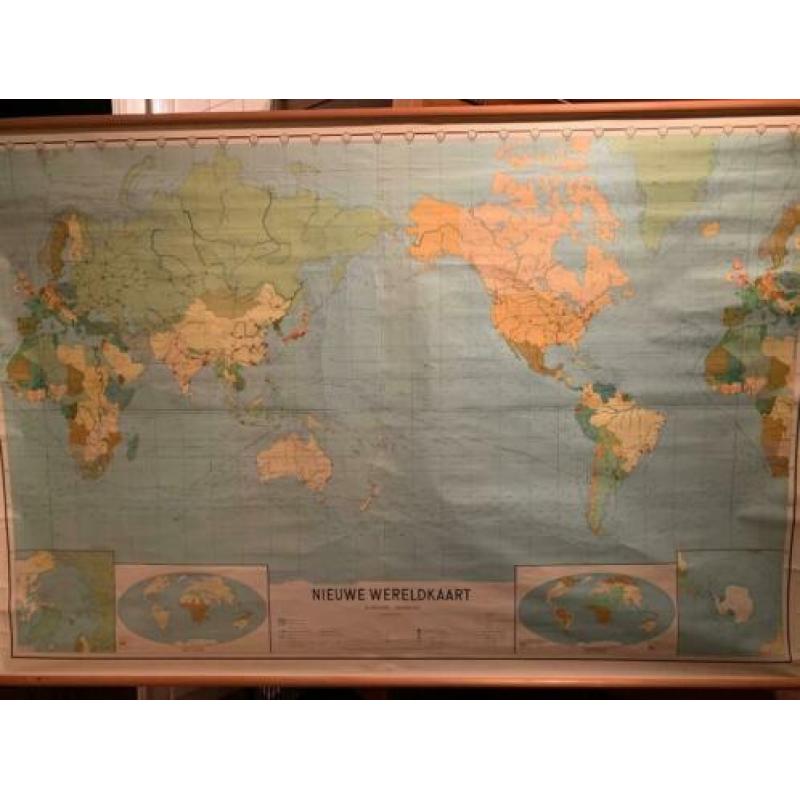 Oude schoolplaat Wereldkaart 160 x 240 cm