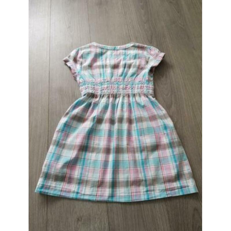 H&M blauw roze geruit jurkje maat 140 (PB259)
