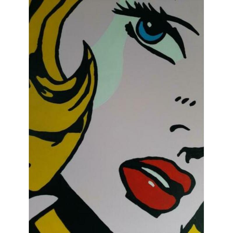 Popart schilderij (Gesigneerd) op linnendoek 100x100