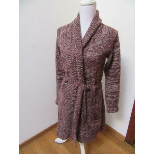 H10 lang vest YESSICA donker rood grijs maat M 38/40