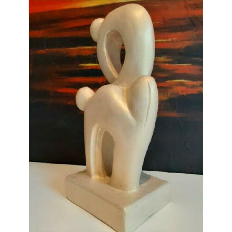 Groot zwaar handgeschilderd kunst beeld 42cm !