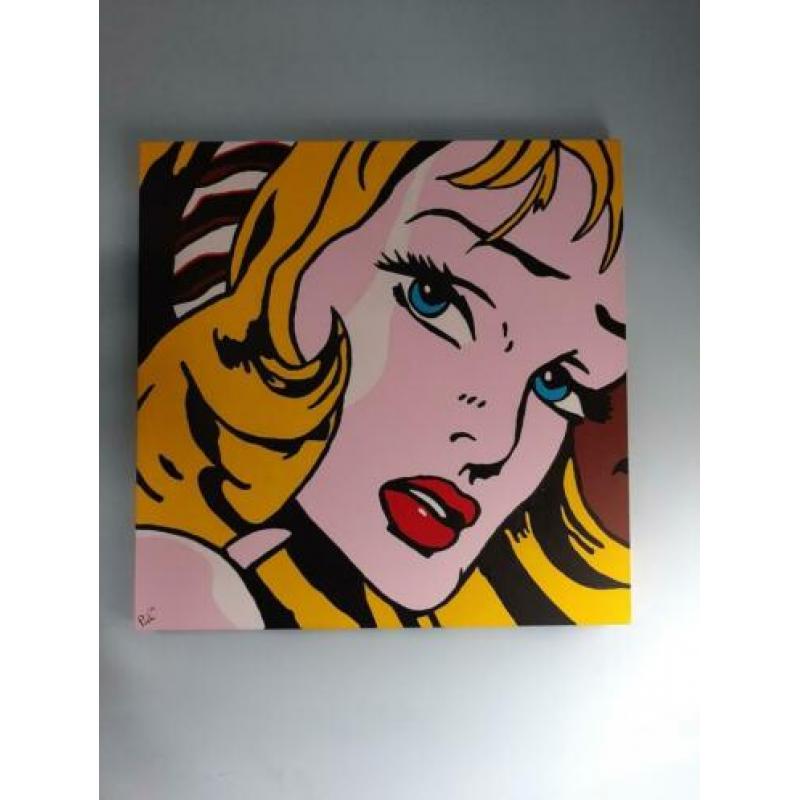 Popart schilderij (Gesigneerd) op linnendoek 100x100
