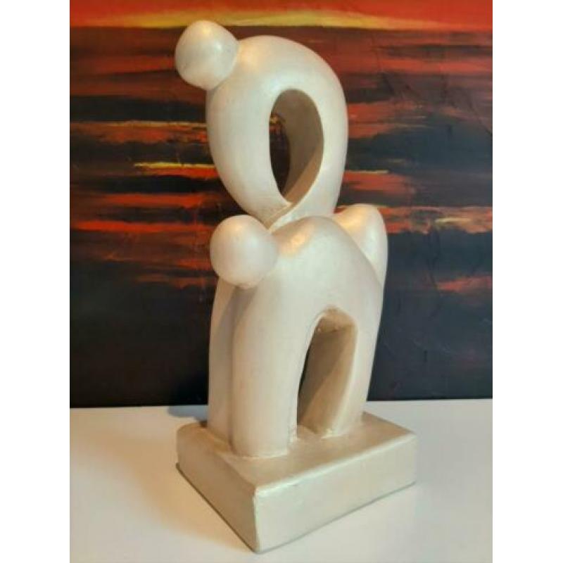 Groot zwaar handgeschilderd kunst beeld 42cm !