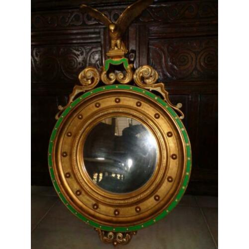 *Prachtige grote antieke spiegel (19e eeuw) in hout en steen