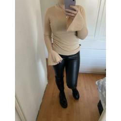 H&M top met flare mouwen camel kleur bruin maat s!