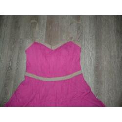 Prachtige fuchia roze zomerse jurk Steps maat L 42
