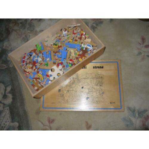 kinderpuzzle groot HOUT gekleurd met zw/wit voorbeeld