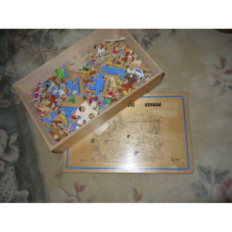 kinderpuzzle groot HOUT gekleurd met zw/wit voorbeeld