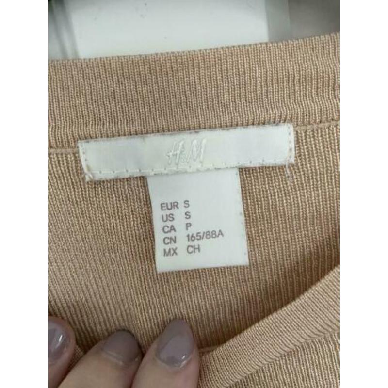 H&M top met flare mouwen camel kleur bruin maat s!