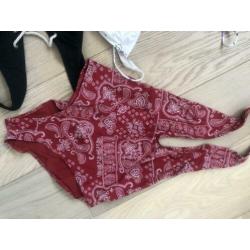 Badpakken 42 h&m trend zwart bloemen wit rood bruin halter