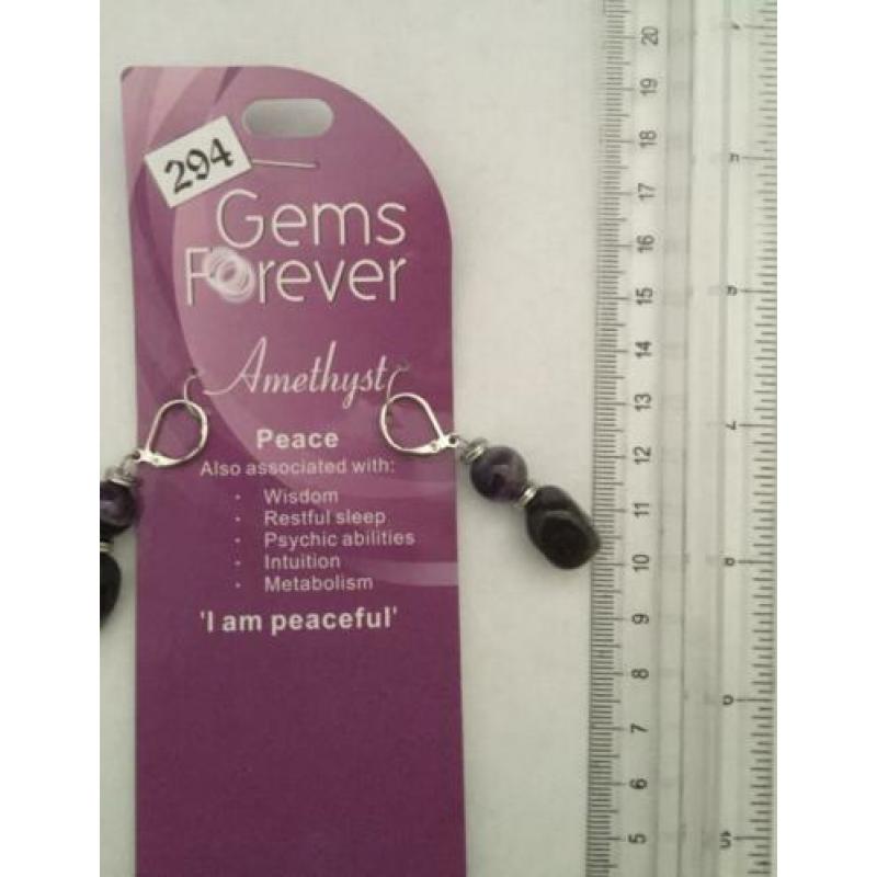 294. Amethist fashion oorbellen. edelstenen paars hangers