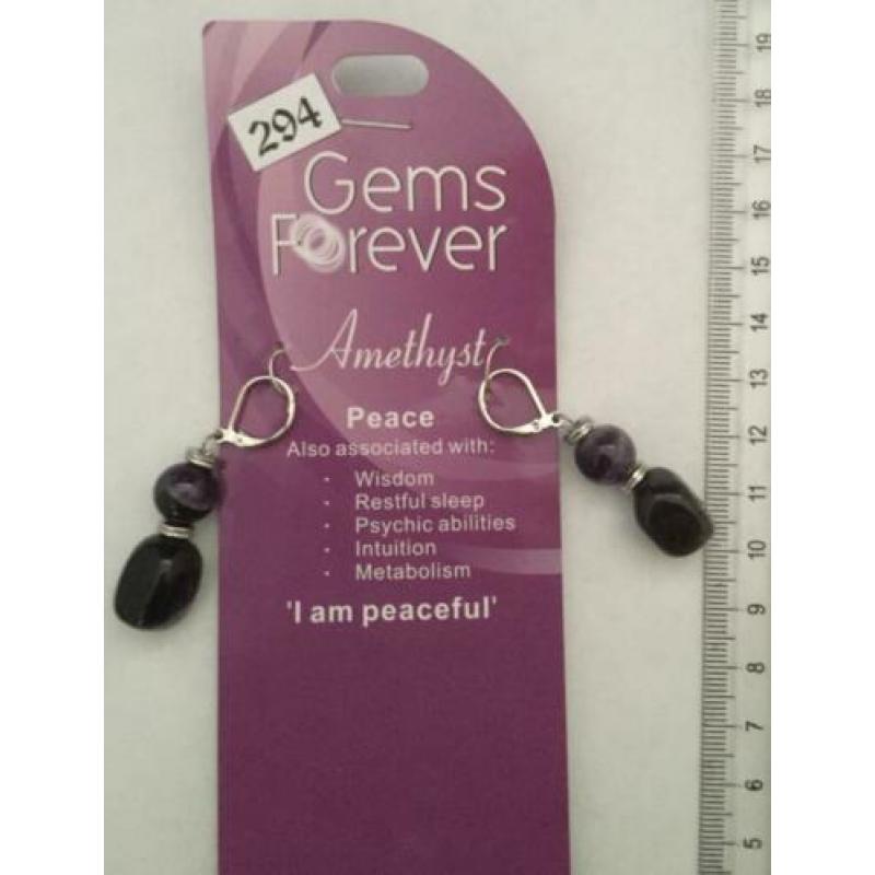 294. Amethist fashion oorbellen. edelstenen paars hangers
