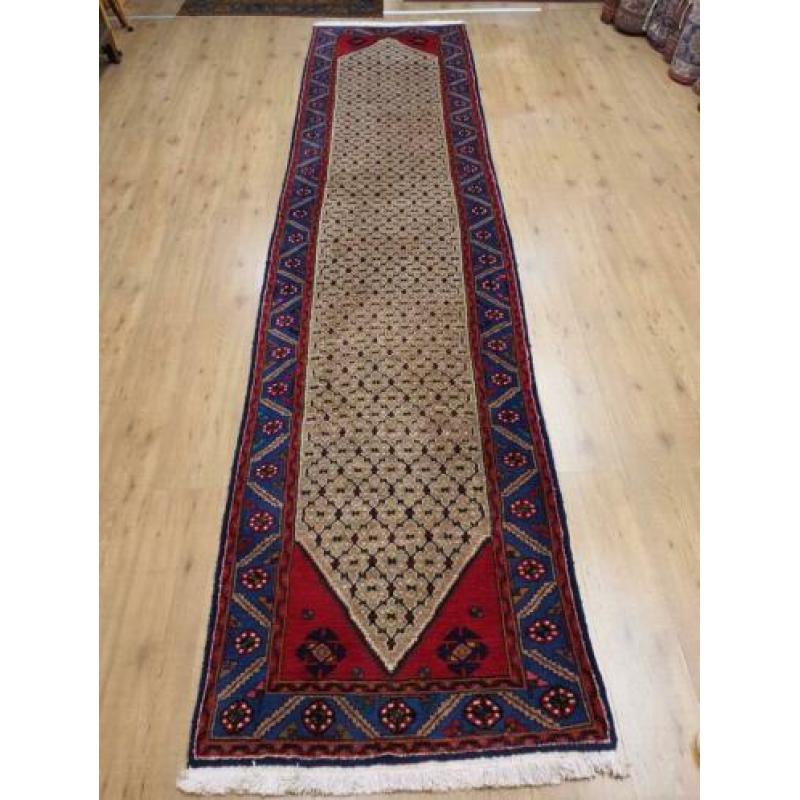 Vintage handgeknoopt perzisch tapijt loper Koliai 405x94
